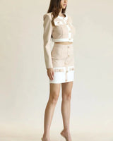 Women's Nude/White skirt set matching style back view
