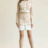 She Looks Elegan Skirt Set  (Nude/White) front view showing complete two piece skirt set