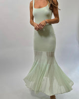 Sheer Grace Ribbed Maxi Dress - Mint - Palazzo Couture Online