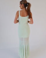 Sheer Grace Ribbed Maxi Dress - Mint - Palazzo Couture Online