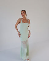 Sheer Grace Ribbed Maxi Dress - Mint - Palazzo Couture Online