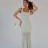 Sheer Grace Ribbed Maxi Dress - Mint - Palazzo Couture Online