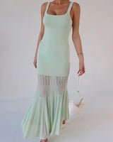 Sheer Grace Ribbed Maxi Dress - Mint - Palazzo Couture Online