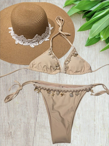 Shell Charm Crochet Bikini Set Nude - Palazzo Couture Online
