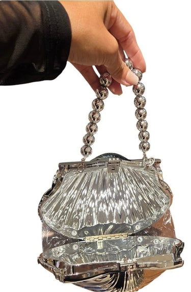 Shell Luxe Clutch Silver - Palazzo Couture Online