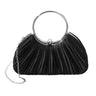 Shimmer Pleated Ring Handle Clutch Bag - Black - Palazzo Couture Online