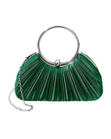 Shimmer Pleated Ring Handle Clutch Bag - Green - Palazzo Couture Online