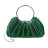 Shimmer Pleated Ring Handle Clutch Bag - Green - Palazzo Couture Online