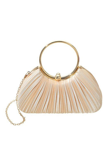 Shimmer Pleated Ring Handle Clutch Bag - Pink - Palazzo Couture Online