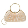 Shimmer Pleated Ring Handle Clutch Bag - Champagne for women - bag by Palazzo Couture