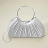 Shimmer Pleated Ring Handle Clutch Bag - Silver for women - bag by Palazzo Couture