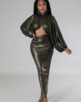 Shimmering Goddess Skirt Set Bronze - Palazzo Couture Online