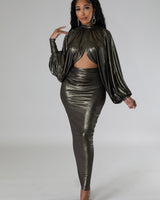 Shimmering Goddess Skirt Set Bronze - Palazzo Couture Online