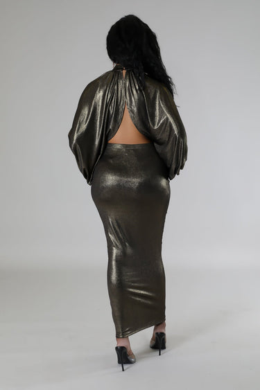 Shimmering Goddess Skirt Set Bronze - Palazzo Couture Online