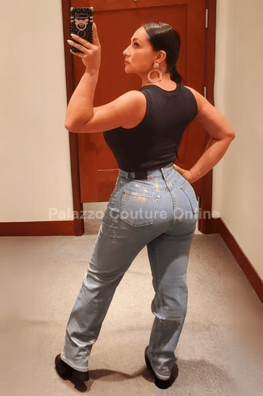 Shimmering Gold Jeans - Palazzo Couture Online