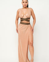 Show me the Meaning of Love Pleated Skirt Set (Khaki) - Palazzo Couture Online