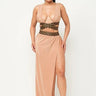 Women's Khaki skirt set pleated style back view