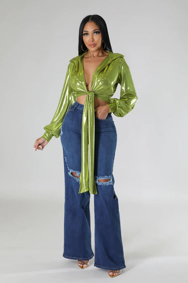 Show Stopper Top (Green) - Palazzo Couture Online
