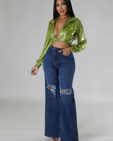Show Stopper Top (Green) - Palazzo Couture Online