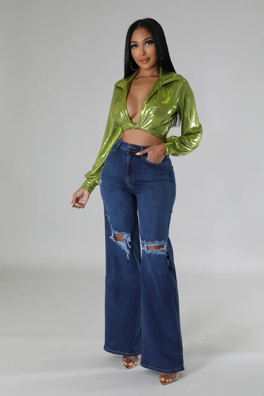 Show Stopper Top (Green) - Palazzo Couture Online
