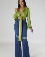 Show Stopper Top (Green) - Palazzo Couture Online