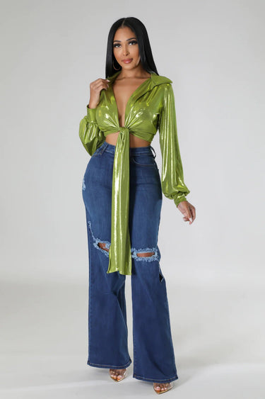 Show Stopper Top (Green) - Palazzo Couture Online