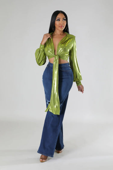 Show Stopper Top (Green) - Palazzo Couture Online