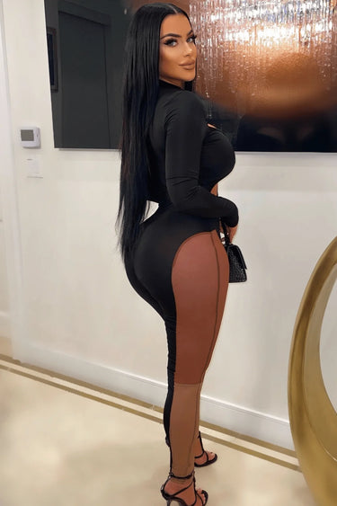 Showstopper Rachel Jumpsuit (Black/Nude) - women's one-piece outfit for going out