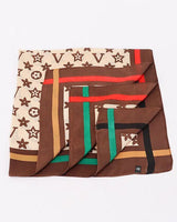 brown bandana scarf with bold motif pattern