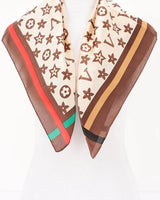 brown luxe bandana scarf silk feel texture