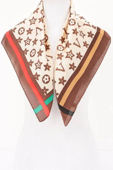 brown luxe bandana scarf silk feel texture