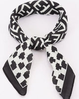 black multi-print bandana with structured border detail