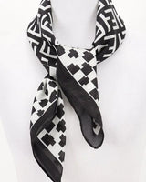 black silk feel bandana scarf folded view