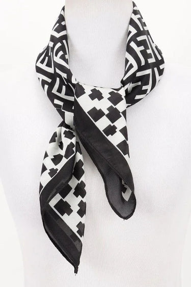 black silk feel bandana scarf folded view