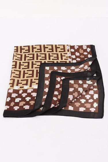 Signature Multi - Print Bandana - Brown - Palazzo Couture Online