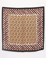 brown multi-print bandana border detail close-up