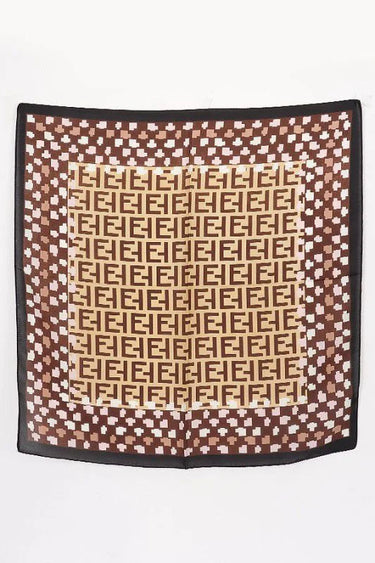 brown multi-print bandana border detail close-up