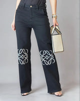 Signature Stitch Wide-Leg Jeans close up of stylish fabric and construction detail