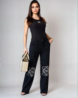 Signature Stitch Wide-Leg Jeans front view showing jeans fit and silhouette