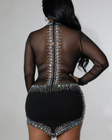 Women's Black mini dress elegant style back view