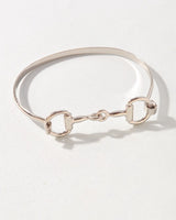 Polished Horsebit Cuff Bracelet - silver flat