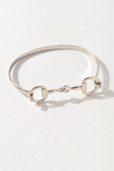 Polished Horsebit Cuff Bracelet - silver flat