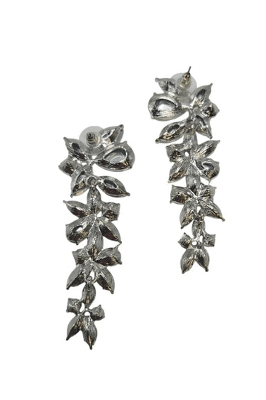 Silver Flower Cascade Evening Earrings - women's statement jewelry