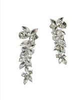 Silver Flower Cascade Evening Earrings for women - fashion jewelry by Palazzo Couture