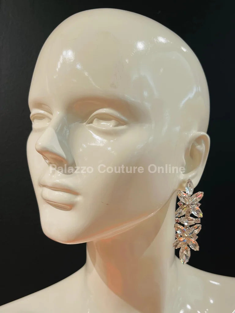 (Silver) Flower Drop Evening Earrings