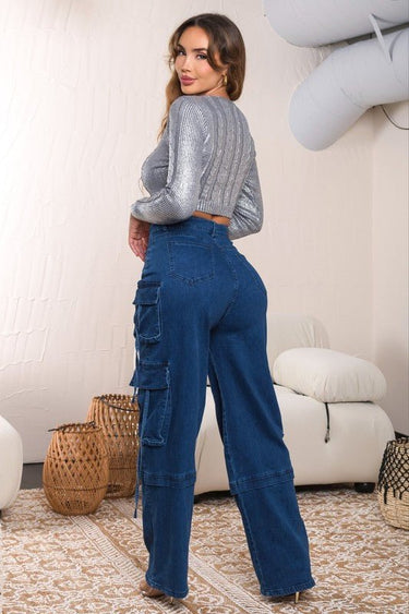 Silver Foil Cable Knit Sweater - Palazzo Couture Online