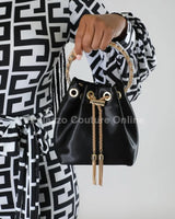 Simone Babe Black Handbag with Rhinestone Handle & Chain - trendy women's bag
