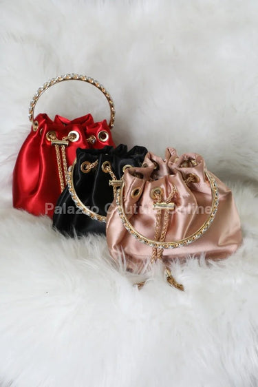 Simone Babe Nude Handbag with Rhinestone Handle & Chain - chic clutch by Palazzo Couture