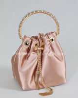Simone Babe Nude Handbag with Rhinestone Handle & Chain for women - bag by Palazzo Couture