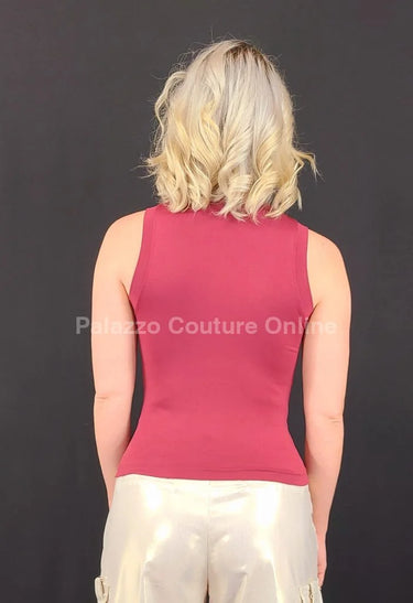 burgundy basic tank top back view